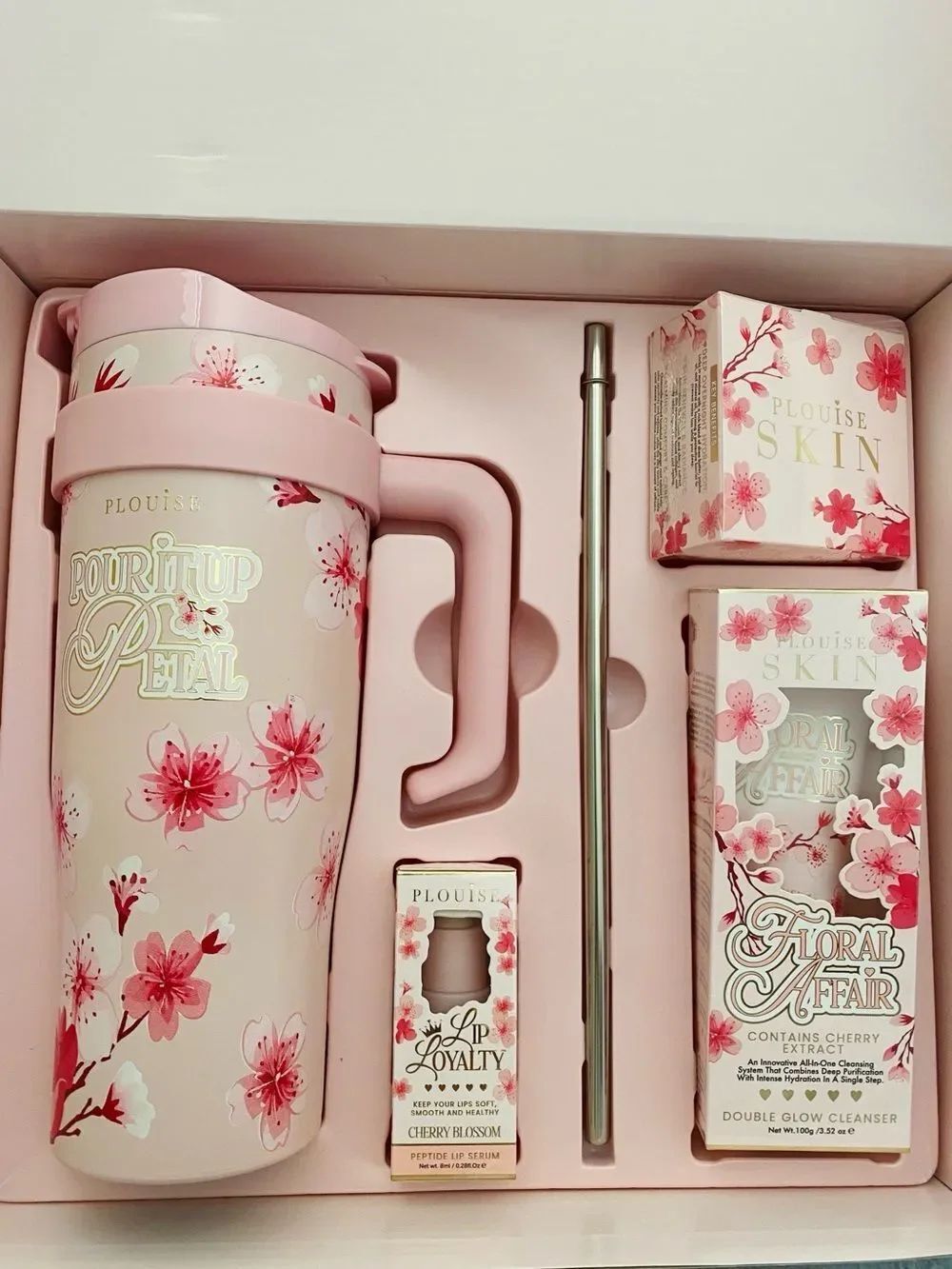 P.Louise Love In Full Bloom Sakura Cherry Blossom Gift Set Tumbler Skincare NIB